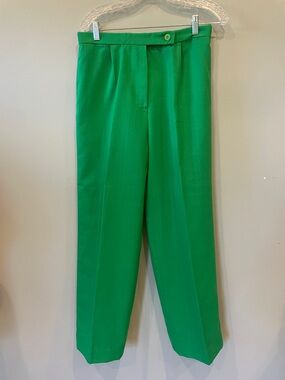 Green Dress Pants - Classic Pleated Trousers women’s handmade like new
